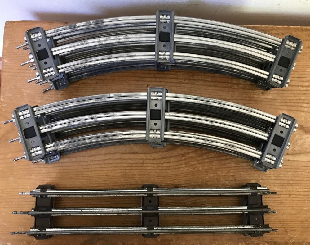 Set Lot 10 Vtg Lionel Model Tubular Train Tracks Curved Straight